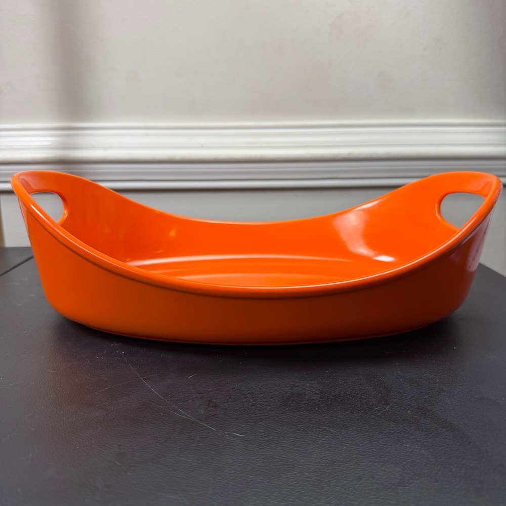 Rachael Ray Casserole Dish Unisex 2.25 Qt Orange Modern Stoneware Oval Baker